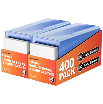 400 Pack Card Sleeves Hard Plastic, Arjiekwei 3"X4" Baseball Cards Protectors Plastic, Premium Card Holder for Trading Sports Baseball Football Game