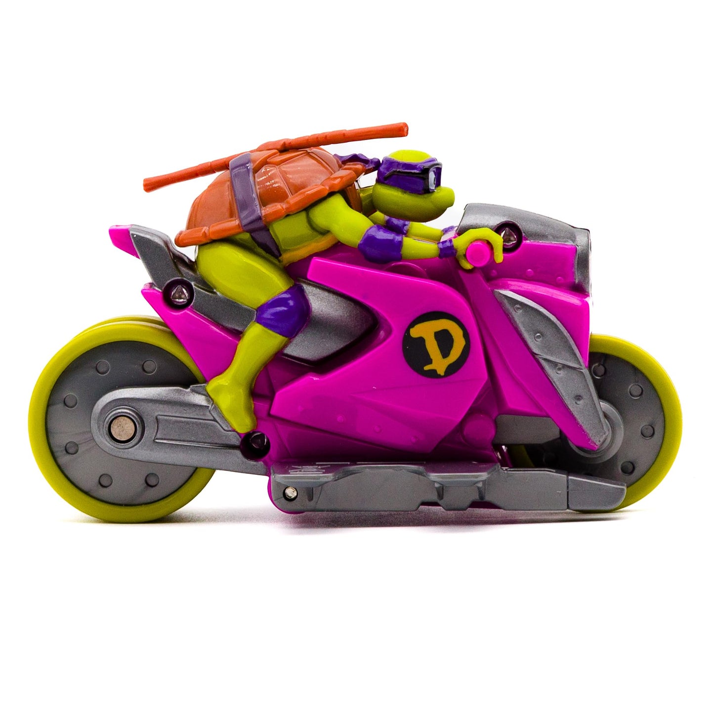 Teenage Mutant Ninja Turtles Backflip Riders 4-Pack, TMNT Rev-Up Motorcycle Toy Vehicles with Backflip Stunt Action, Rubber Tires, Mutant Mayhem Toy