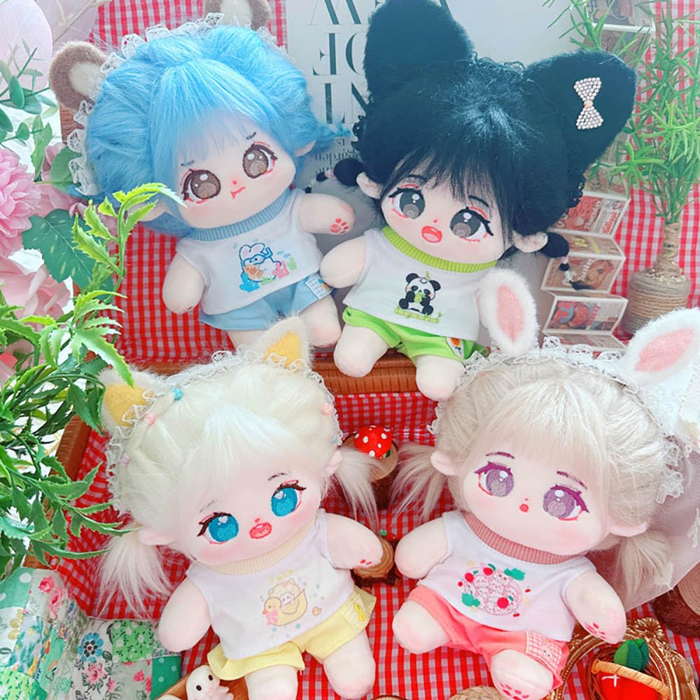 niannyyhouse 20cm Plush Doll Clothes Short Vest T-Shirt Pants 8in Soft Stuffed Plush Toy Dress Up Accessories (Green)