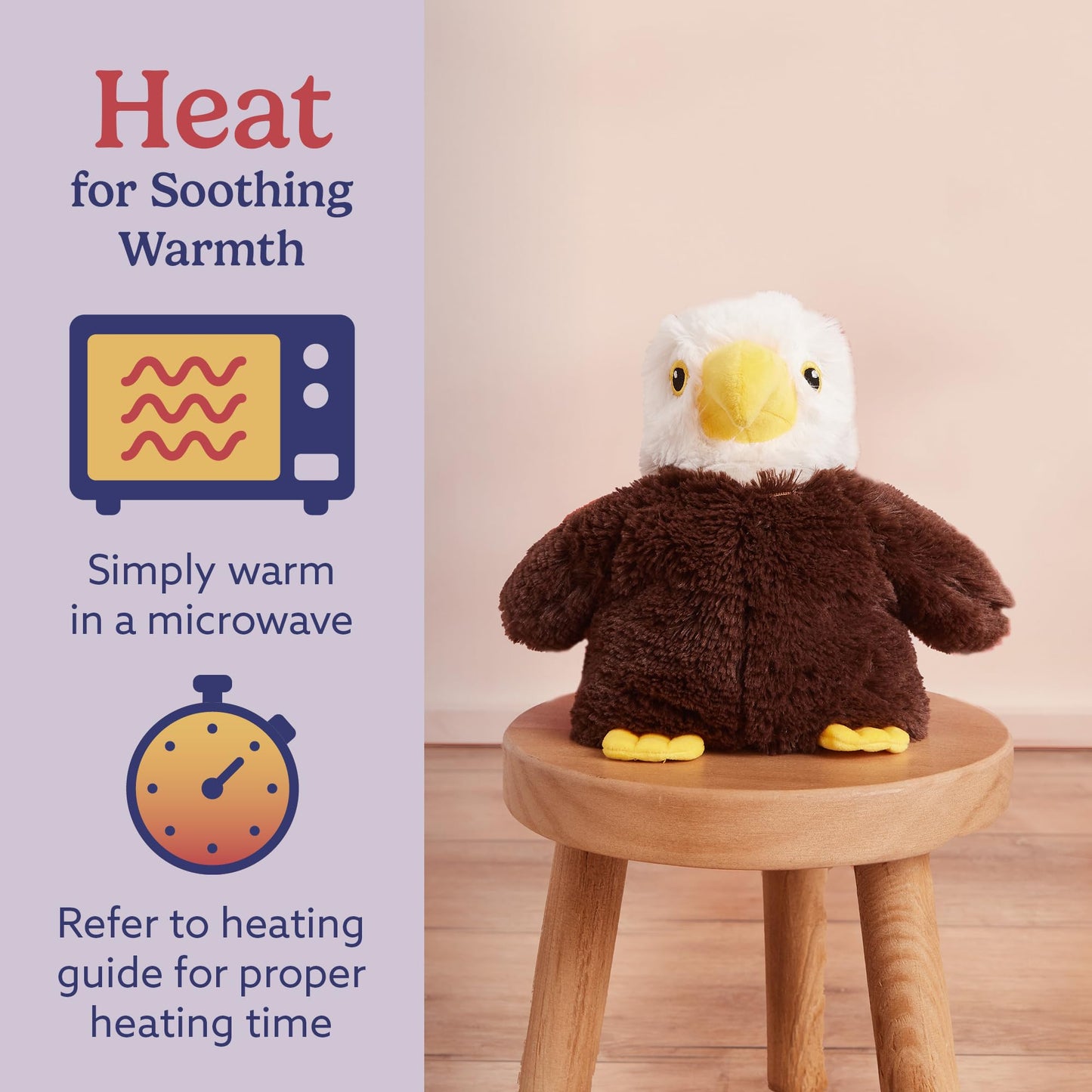 warmies Microwavable & Weighted Stuffed Animals, Eagle - Heated Stuffed Animal Plushie for Warmth & Comfort - Cute Soft Plush Toys for Adults