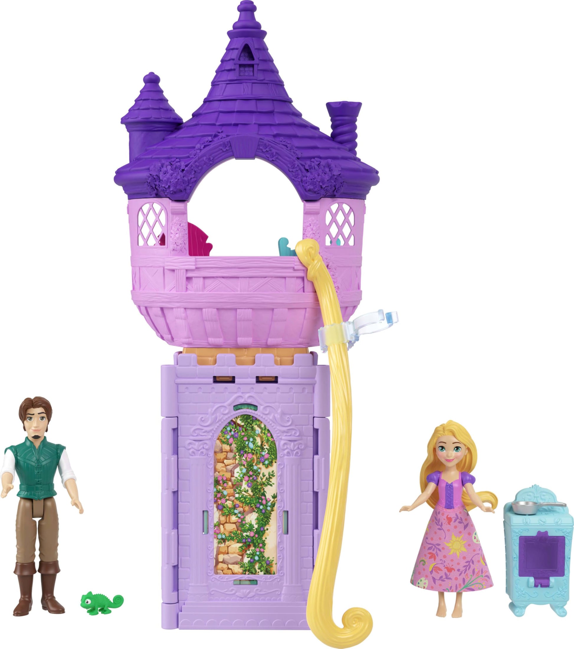 Mattel Disney Princess Toys Rapunzel Tower Playset with 2 Small Dolls Animal Figures Furniture & Accessories Tangled Story Time Stacker
