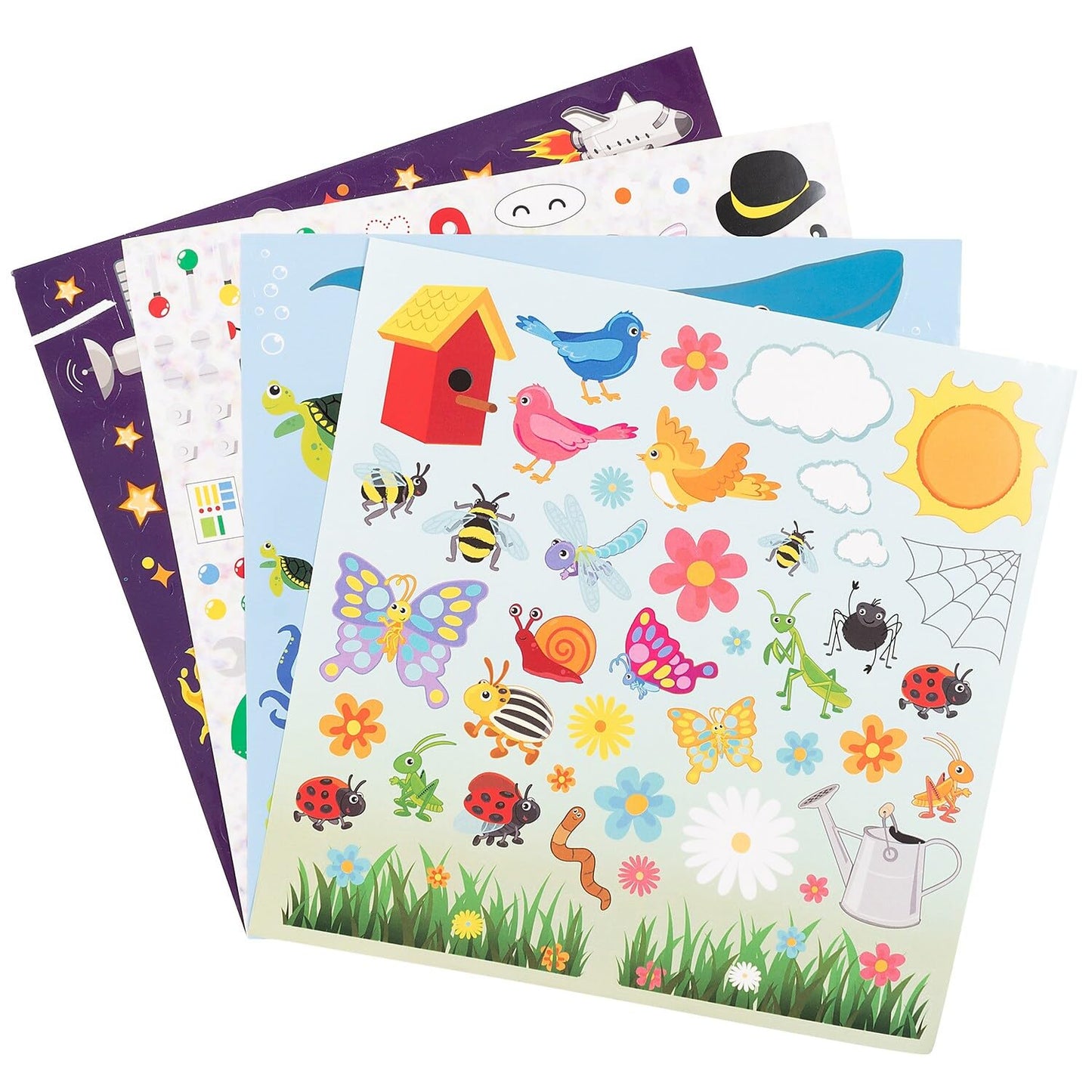 READY 2 LEARN Sticker Art Gallery - 200+ Stickers - 4 Backgrounds with Frames - Craft Kit for Ages 4-8 - Create Sea Life, Space, Robots, Garden Scenes