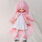 KEYCHARM LINARA 1/6 BJD Doll 12" Ball Jointed Doll with Pink Fluffy Coat, White Dress & Canvas Shoes - Cute Makeup, Vertical Pink Wig - Collectible