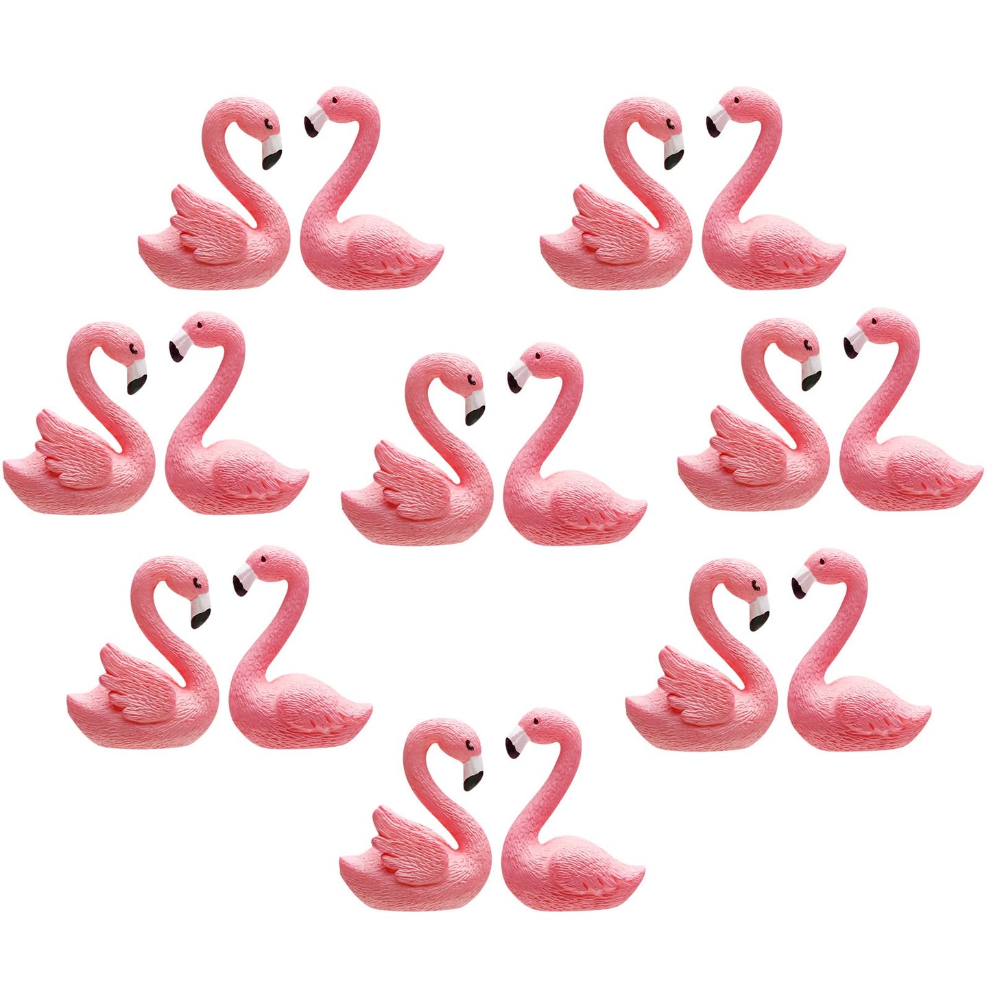 Boao 16 Pieces Mini Pink Flamingo Figurines 2 Styles Flamingo Cake Topper Decor Miniature Dollhouse Accessories Garden Miniature Moss Landscape DIY