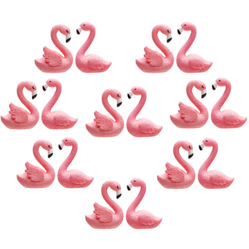 Boao 16 Pieces Mini Pink Flamingo Figurines 2 Styles Flamingo Cake Topper Decor Miniature Dollhouse Accessories Garden Miniature Moss Landscape DIY