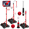 HYES 4 in 1 Kids Basketball Hoop and Tball Set for Kids 3-5