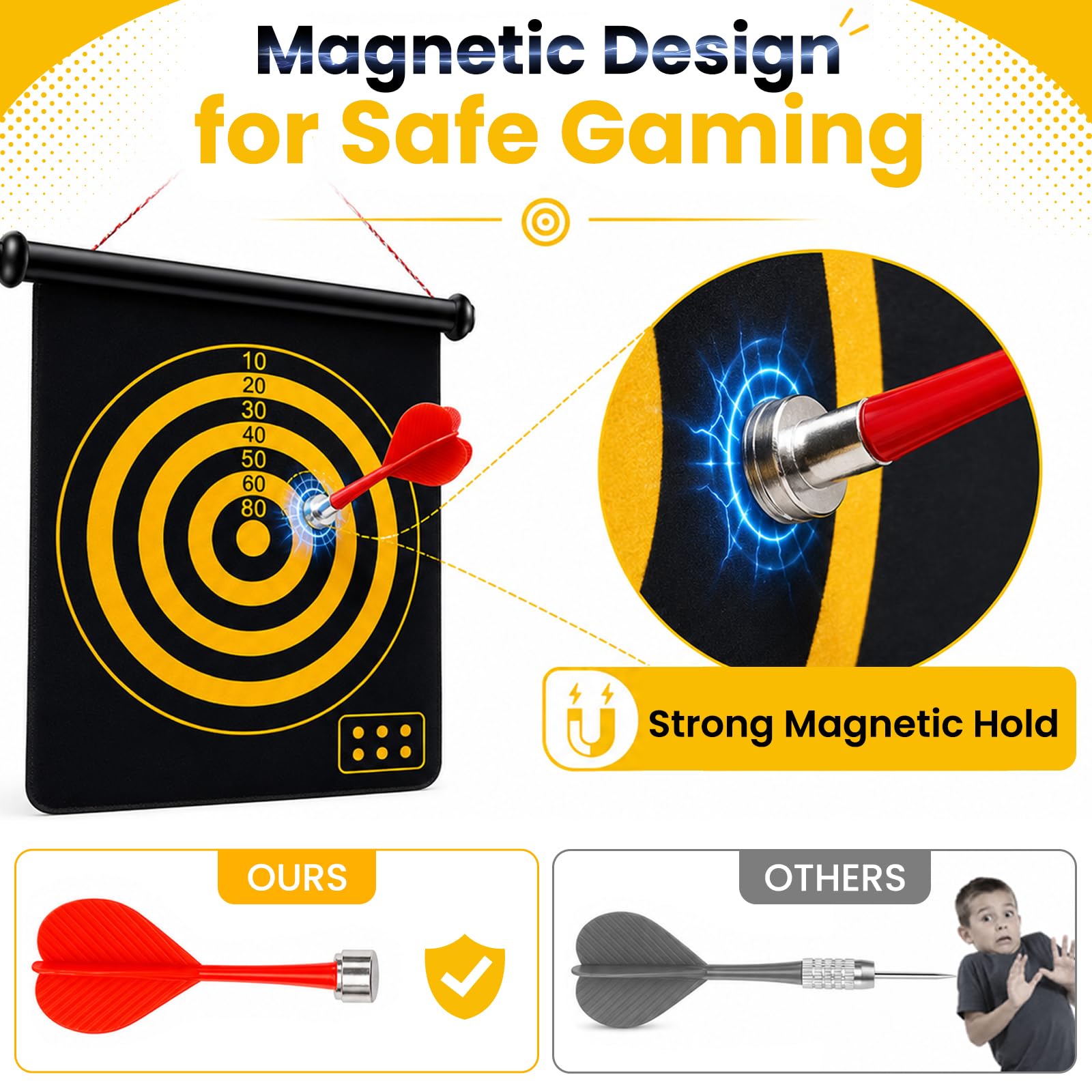 RaboSky Magnetic Dart Board for Kids, Magnetic Dartboard for Boys Toys Age 8-12, Gifts for Teen Boys 8 9 10 11 12 13 14 Years Old Birthday, Magnet
