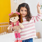 Linzy 15" Little Sweet Hearts Molly Doll, My First Doll Plush Rag Doll for Girls - Soft Baby Doll with Braided Pigtails & Bows, Washable Sensory Cloth