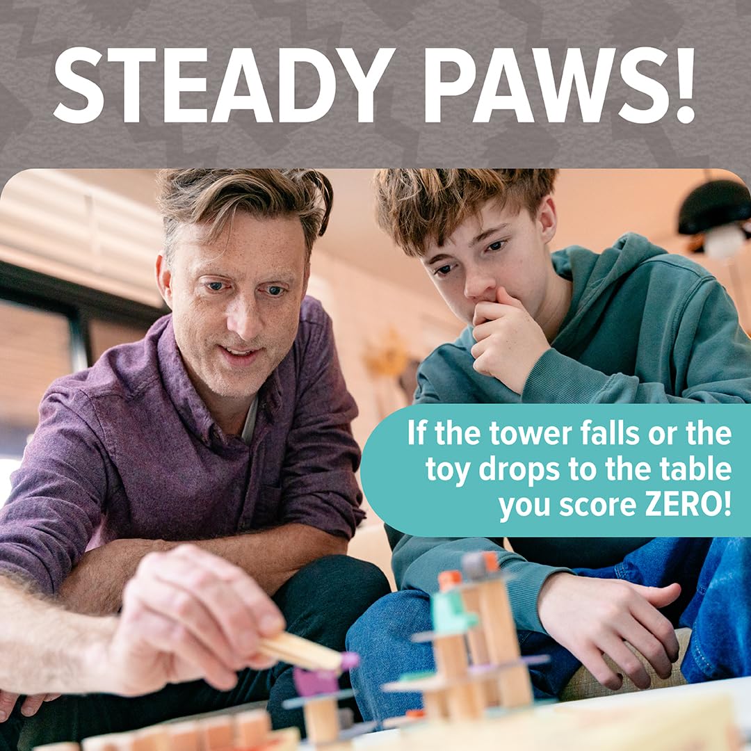 Cats Knocking Things Off Ledges, A Fun Dexterity Stacking Game for Families, Kids, Teens & Adults, Features Cute Cats & Toy Wooden Pieces, Portable