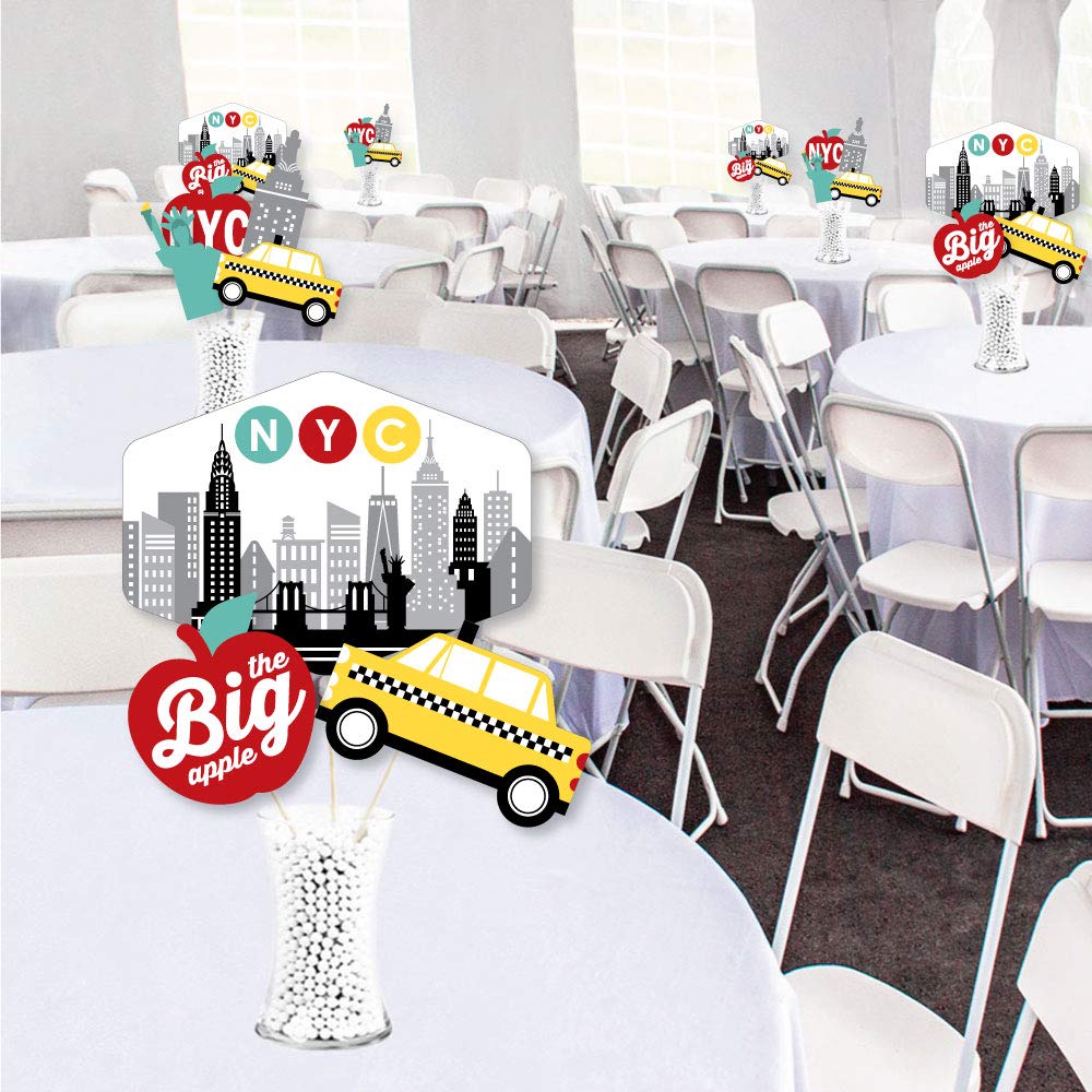 Big Dot of Happiness NYC Cityscape - New York City Party Centerpiece Sticks - Showstopper Table Toppers - 35 Pieces