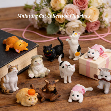 10PCS Mniature Realistic Cat Figurines,Kitty Collection Figurines set for Cat Keeper Lover,Cute Cat Animal Characters Figure for Cake Topper,Landscape