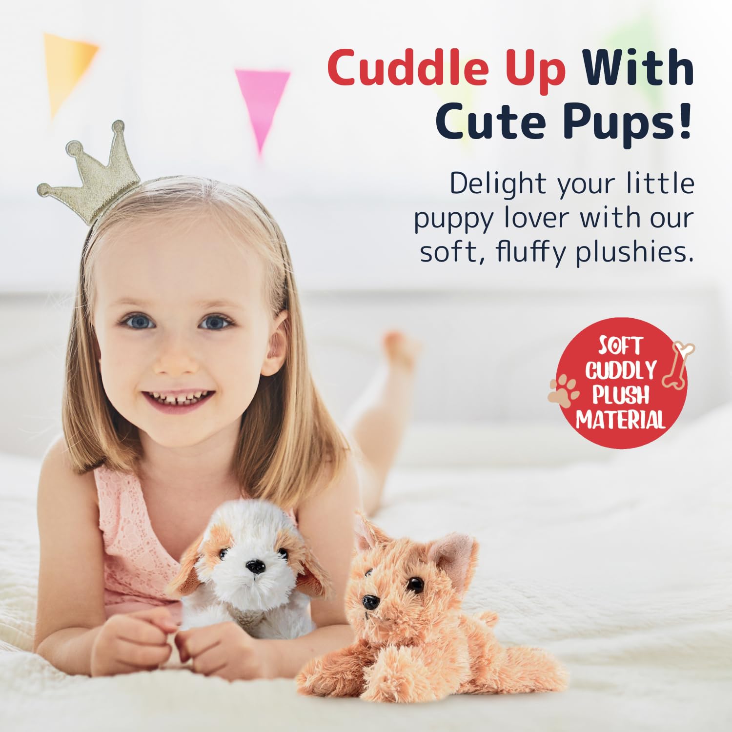 PREXTEX Stuffed Puppies - Set of 4 Cute Dog Toy Stuffed Animals for Girls and Boys - 6 Inch Small Plushies - Plush Dogs Stuff Animals for Puppy Party