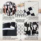 4 Pack Black White Checkered Party Decoration Set, 2 Pack 3.3ft x 6.6 ft Black White Checkerboard Foil Fringe Tinsel Streamer Curtain Backdrop + 2