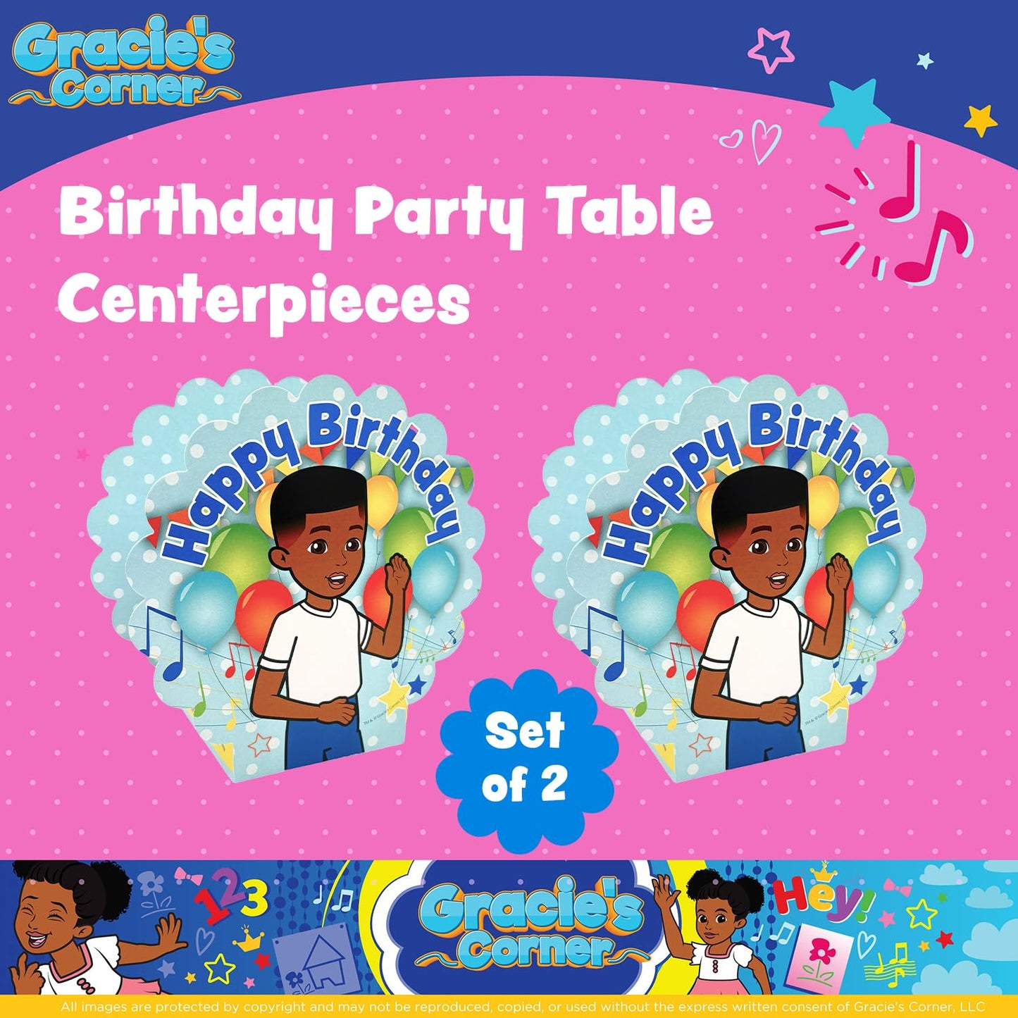 Gracie’s Corner Decoration Table Centerpiece, Birthday Party 360-Degree Centerpiece Table Decorations, Custom Table Decore for Birthday Parties