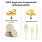 FEHHTO Compostable Paper Plates Set, 250PCS Disposable Heavy-Duty Sugarcane Plate and Eco-Friendly Utensil Biodegradable Dinnerware Plates, Extra Long