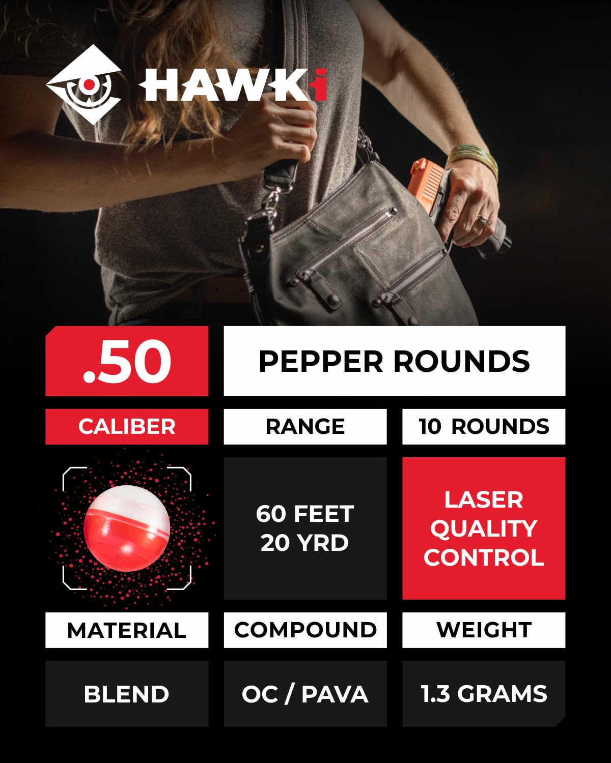 Hawki .50 Cal Pepper Balls for Paintball Guns 10 Pack