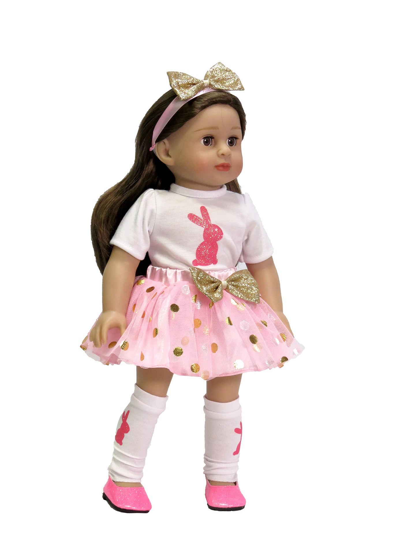 American Fashion World Sparkling Pink Bunny Easter Tutu for 18-Inch Dolls | Premium Quality & Trendy Design | Dolls Clothes | Outfit Fashions for