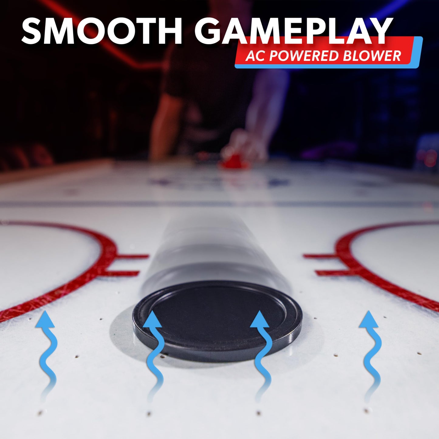 GoSports 48 Inch Air Hockey Arcade Table - Includes 2 Pushers, 3 Pucks, AC Motor, and LED Scoreboard - Oak