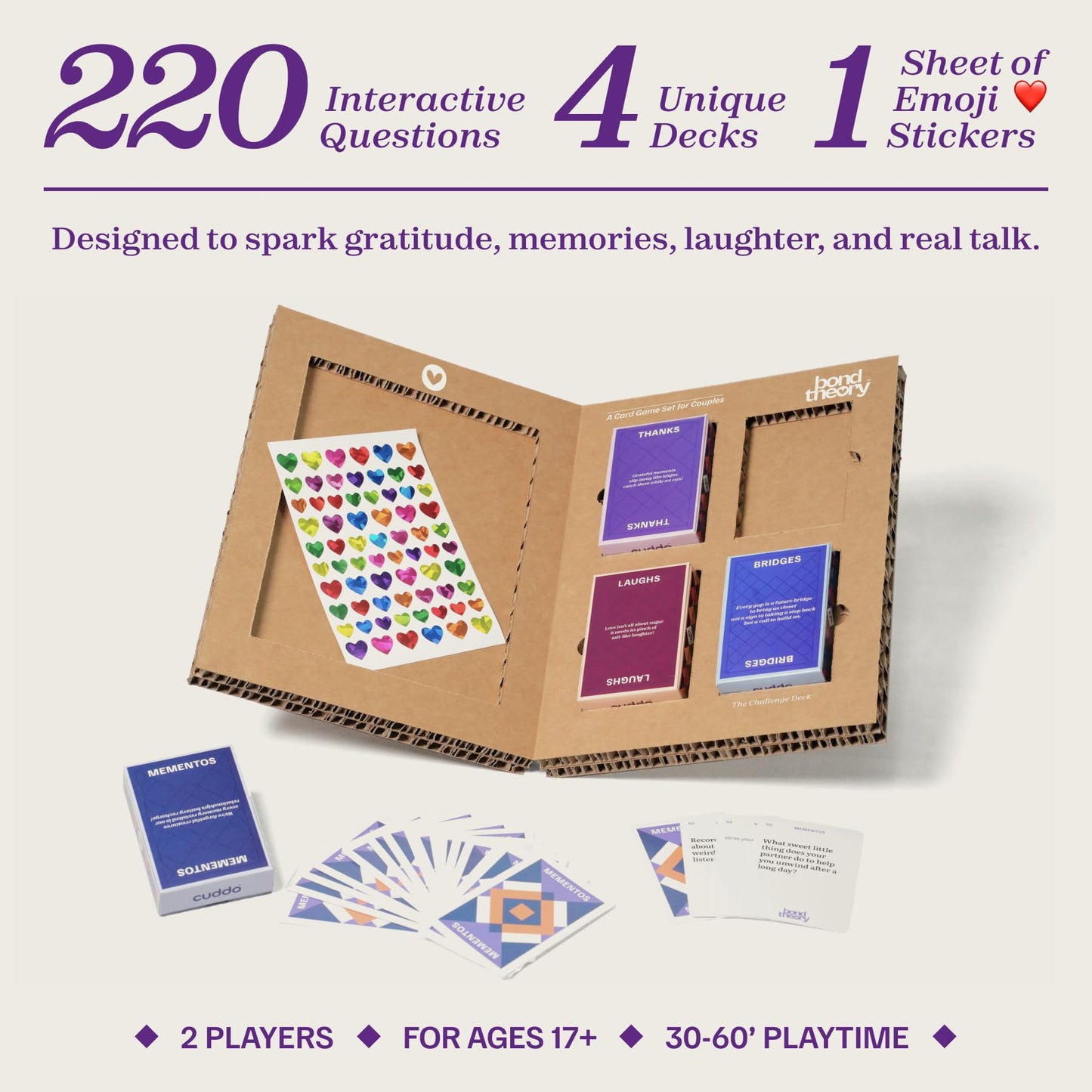 cuddo Conversation Cards for Couples, Fun and Thoughtful Card Game for Deeper Connection, Great for Date Night Ideas & Travel Adventures, No Explicit