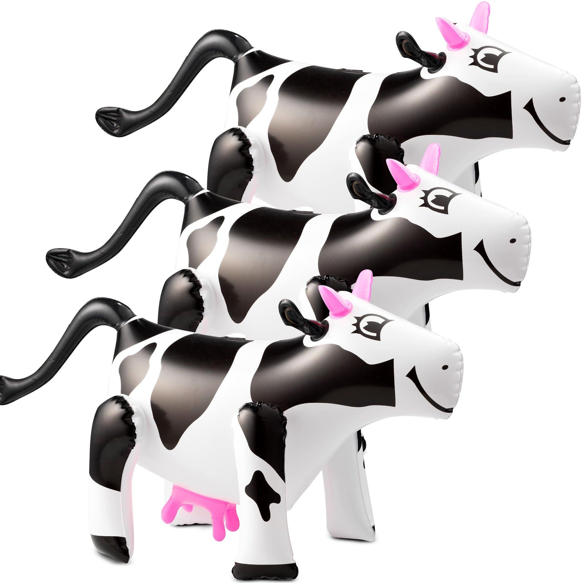 Bedwina Inflatable Cow Toys Set of 3, Cute Cartoon Inflatable Farm Animals Party Decorations, Blow Up Cow Yard Game Props for Kids Birthday