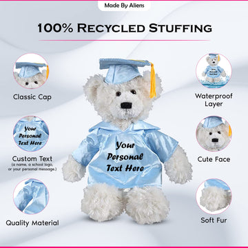 Made By Aliens Cream Brandon Teddy Bear Plush Stuffed Animal Toys 12 Inches Present Gifts for Graduation Day, Personalized Text or Your School Logo on