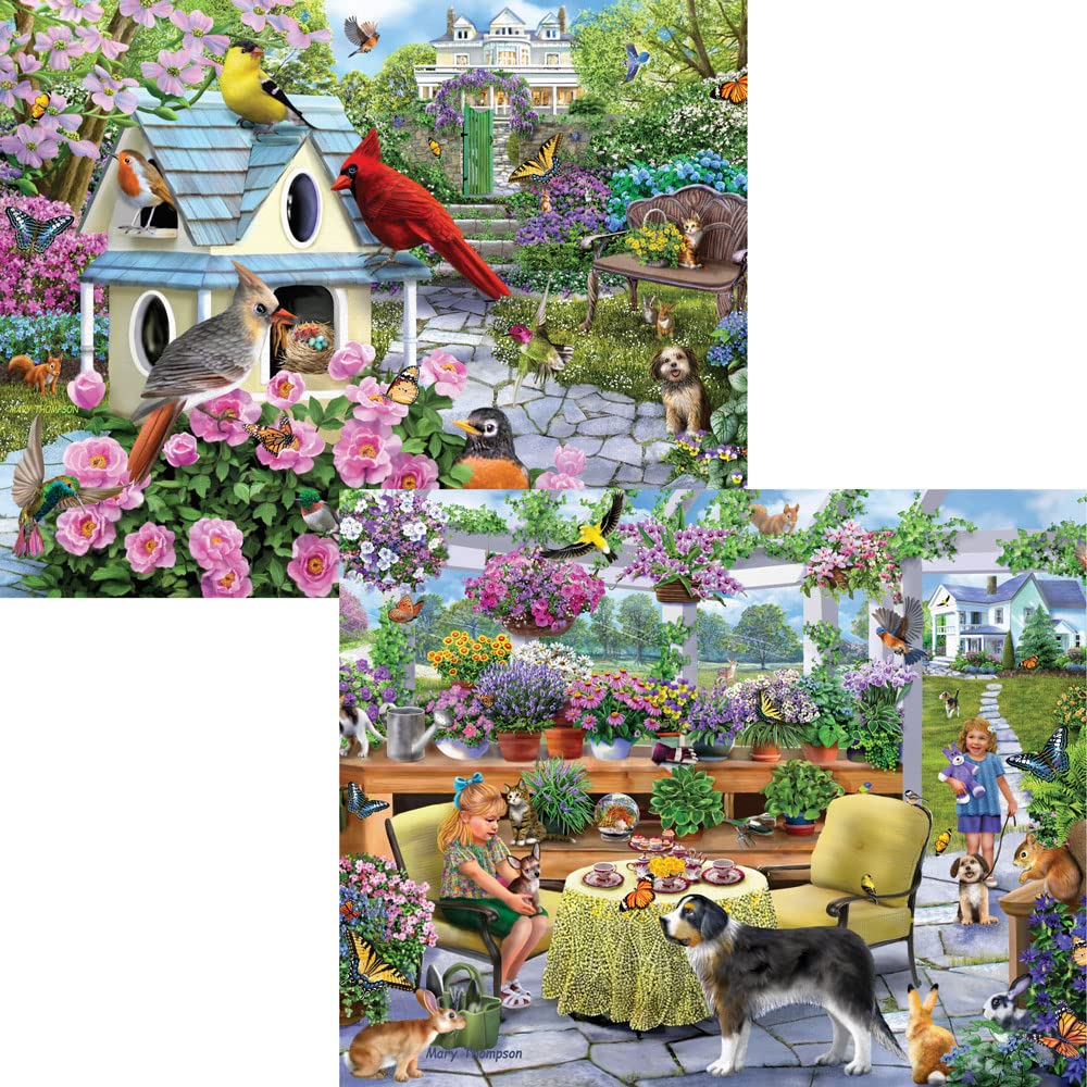 Bits and Pieces - 4-in-1 Multi-Pack 300 Piece Jigsaw Puzzles for Adults - Jigsaw Puzzle Set Bundle by Mary Thompson, Completed Puzzle Size: 16" x 20"