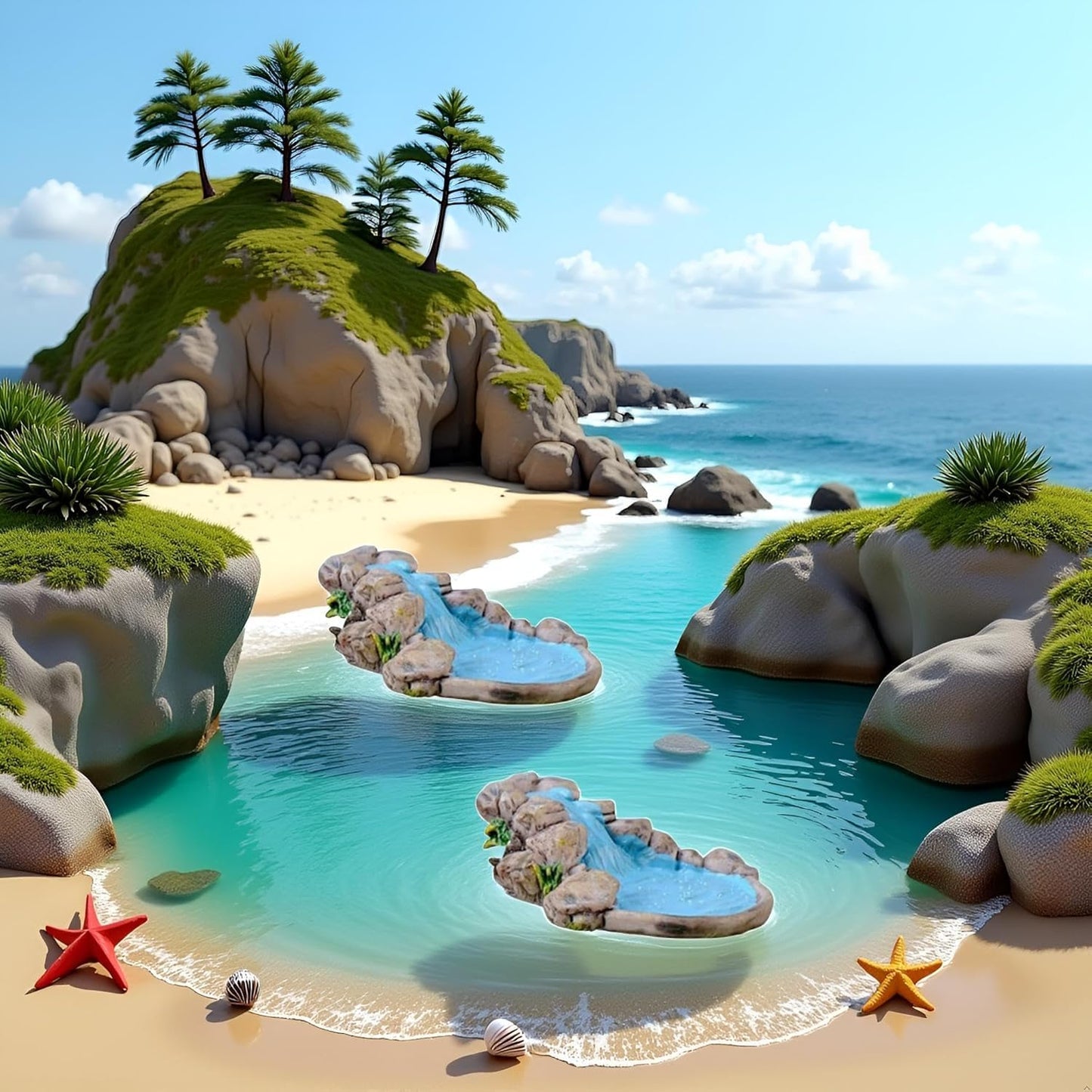 2Pcs Blue DIY Miniature Mini Water Pool Fairy Garden Lawn Ornament for Mountain Dollhouse Decor Craft Outdoor Statues Antique European Village