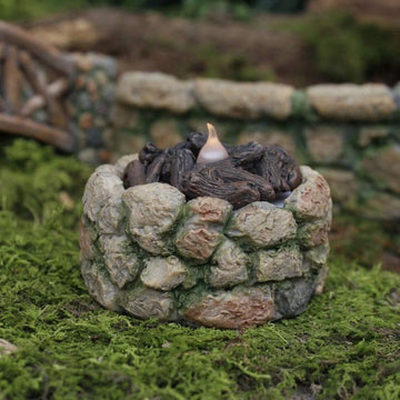 Treasure Gurus Miniature Stone LED Light-Up Firepit Fairy Garden Decor Dollhouse Accessory
