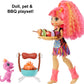 Mattel Cave Club Blazin' BBQ Adventure Playset with Emberly Doll (8 - 10-inch, Pink Hair), Dinosaur Pet and Storytelling Accessories with Cooking