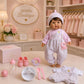 JC Toys 15" Realistic Soft Body Baby Doll with Brown Hair, Brown Eyes, Open/Close Eyes | 10 Piece Gift Set with Bottle, Rattle, Pacifier & Accessories