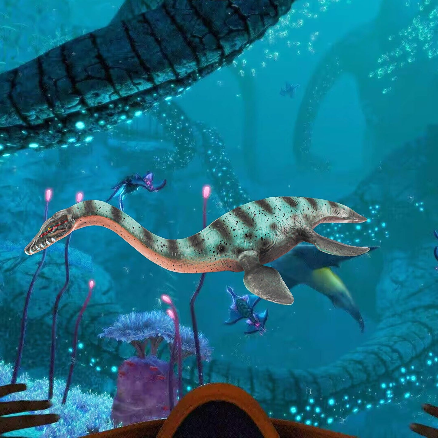Large Replica of Mosasaurus 10 Inch 3PCS Prehistoric Sea Creatures Toys for Kids Gift Shark Figure Ocean Life Collection Sea Animals for Toddler Boys