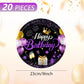 VVBray 20Pcs Birthday Plates Purple Birthday Decorations 9Inch Disposable Paper Plates Purple Party Tableware Dessert Plate Set,for Happy Birthday