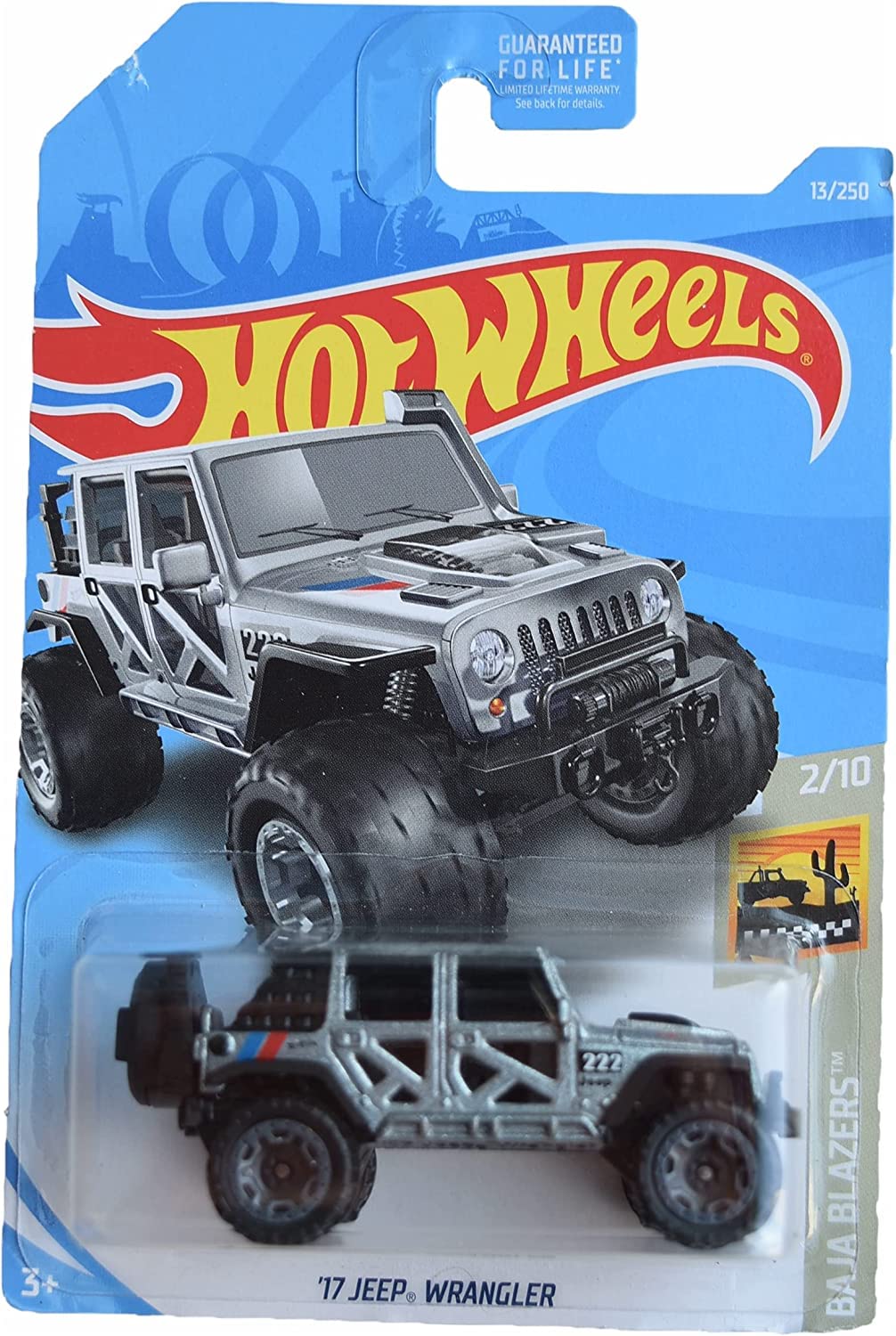 Hot Wheels Jeep Wrangler, Gray Baja Blazers 1:64 Scale RC Truck, 2.5" L x 1.5" W x 1" H, 3+ Years, Unisex, Children