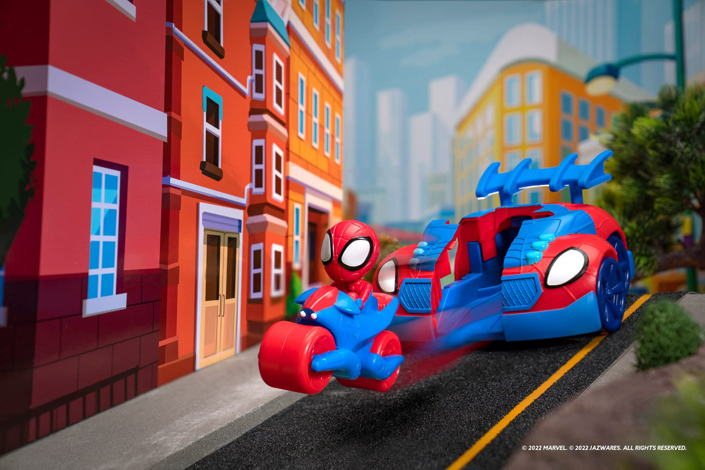 Jazwares Spidey and His Amazing Friends 2 n 1 Web Strike Feature Vehicle - Must-Have Toy for All Fans