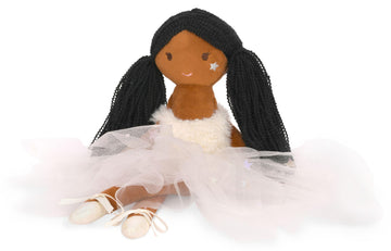 iscream Corps de Ballet Plush Allongé Ballerina with Glitter and Embroidered Accents for All Ages, Black Hair
