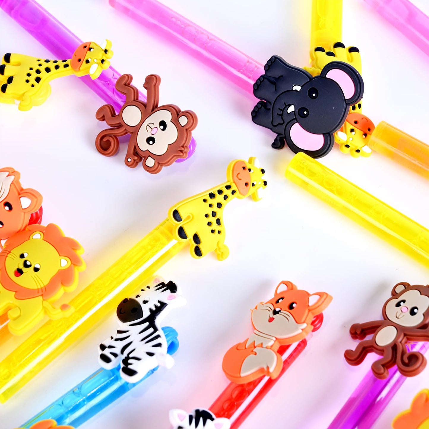 24PCS Animal Bubble Wands for Wild One Birthday Baby Shower Decorations Safari Jungle Theme Party Favors Supplies, Pinata Suffer, Goodie Bags Filler