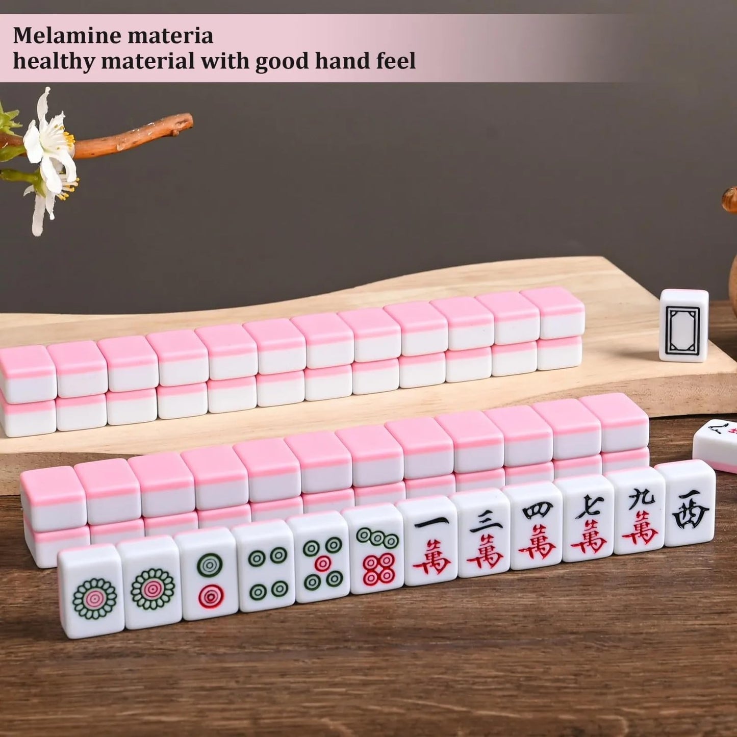 SiyphuNing Mini Mahjong Set ???? Waterproof Chinese Majiang 144 Melamine Tiles 0.94"(24MM) with Portable Travel Handbag Complete Mahjong Game Set Mah