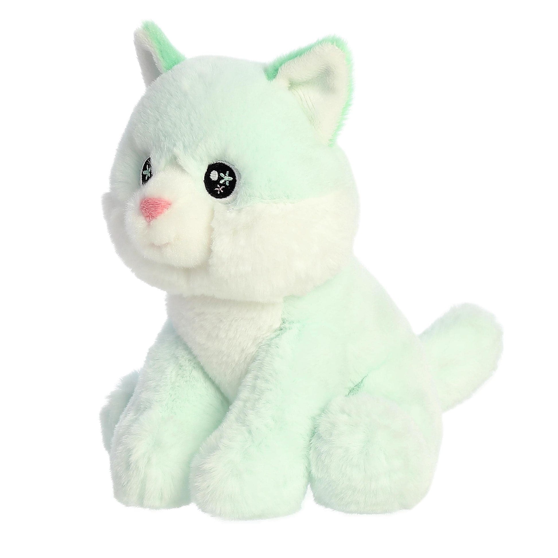 Aurora® Eco-Friendly Eco Nation™ Neo Kitty Stuffed Animal - Environmental Consciousness - Recycled Materials - Green 8.5 Inches