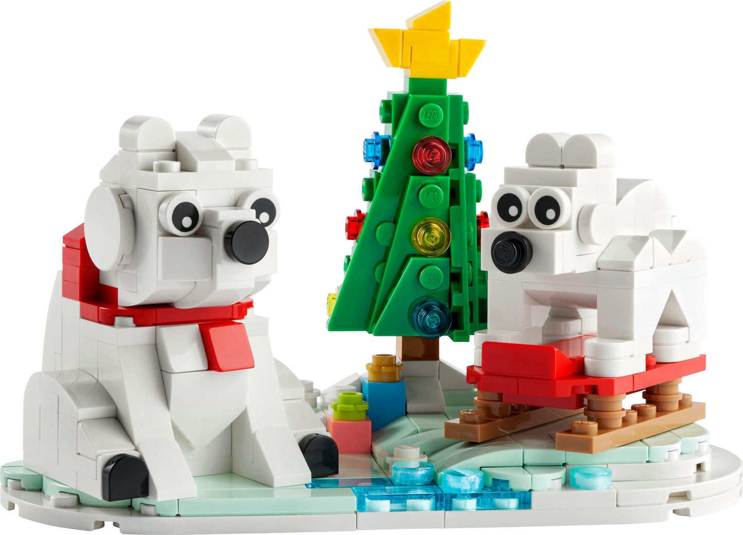 LEGO Wintertime Polar Bears 40571 Christmas Décor Building Kit, Polar Bear Gift, Great Stocking Stuffer for Kids, Features a Christmas Tree Toy and