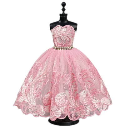Fashion Tutu Ballet Dress for 11.5" Doll Clothes Outfits 1/6 Dolls Accessories Rhinestone 3-Layer Skirt Ball Party Gown (Pink)