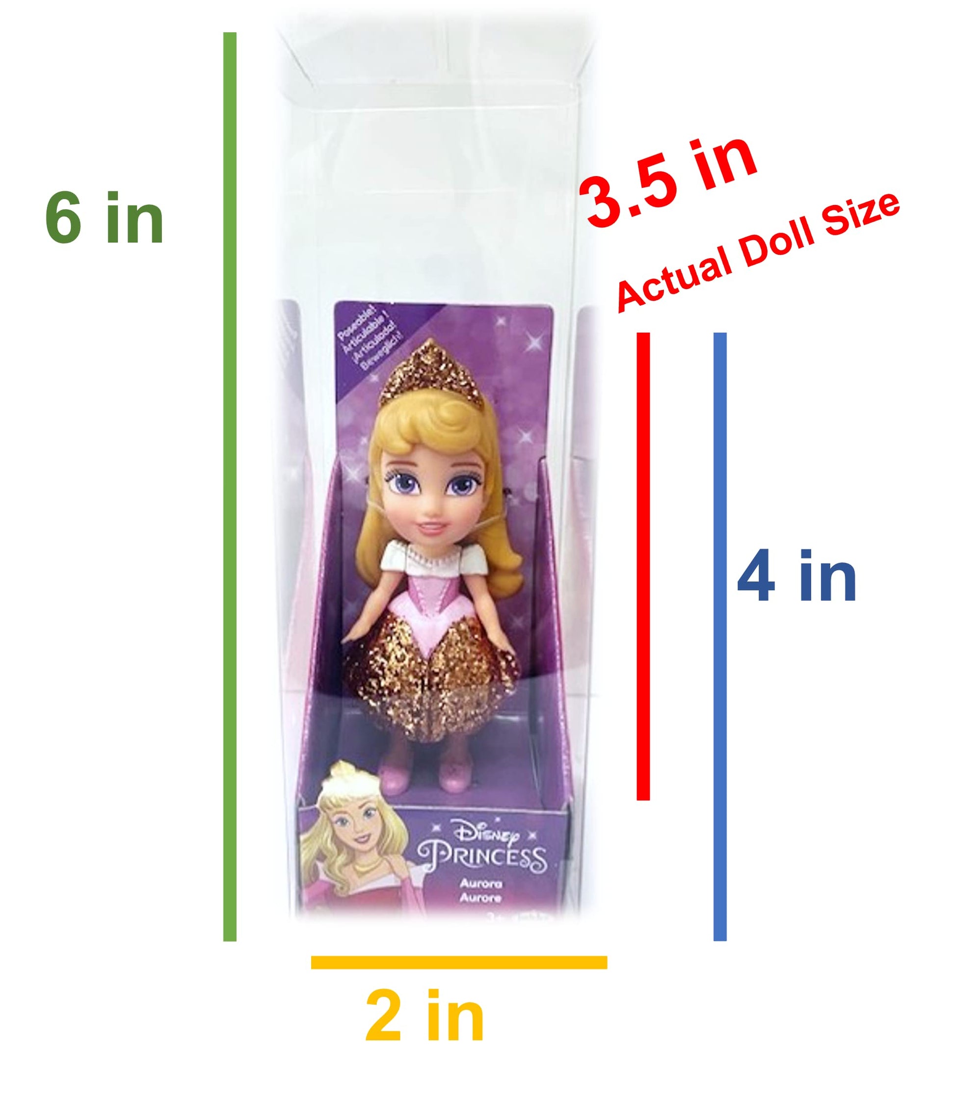 Amarina Packed in Clear Box for Gift Disney Princess Mini Poseable 3.5'' Doll Choose from All 11 Style Princess Characters (Aurora)