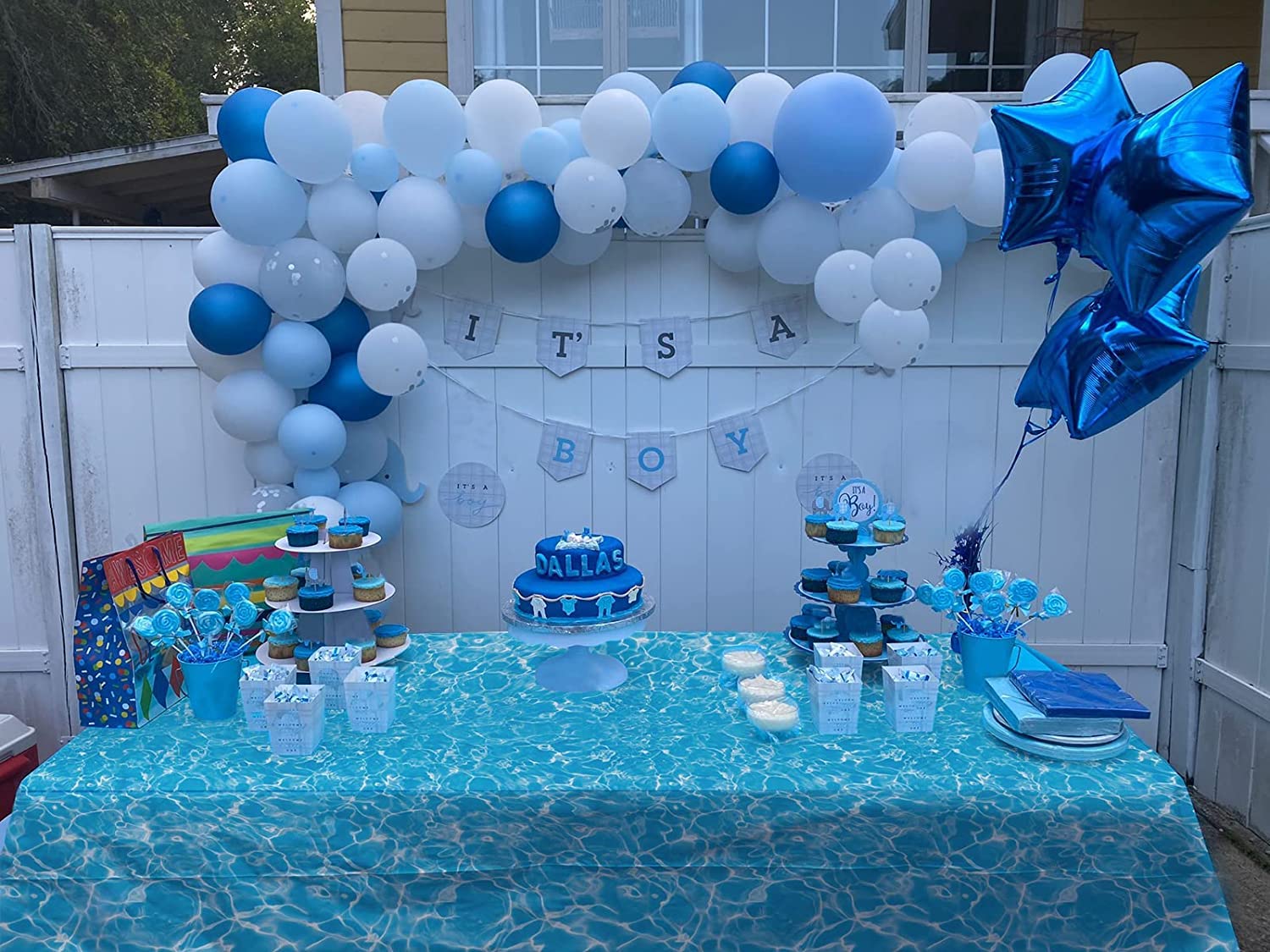 Winter Ocean Waves Plastic Tablecloth 86x52in Party Table Cover Blue for Beach Pool Birthday Party Decoration Shower Supplies (2)