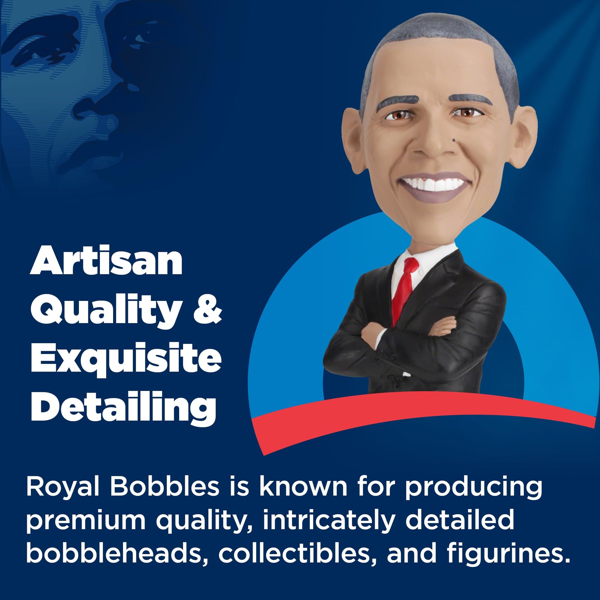 Royal Bobbles Barack Obama, 44th President of the United States - American History Anniversary Bobblehead - 8.5 Inches Tall - Collectible Bobblehead
