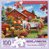Bits and Pieces 100 Piece Puzzles for Adults 100 Extra Large Pieces 15" x 19" Jigsaw Puzzles, Fall Farm Barn, Random Die Cut, No 2 Pieces Alike