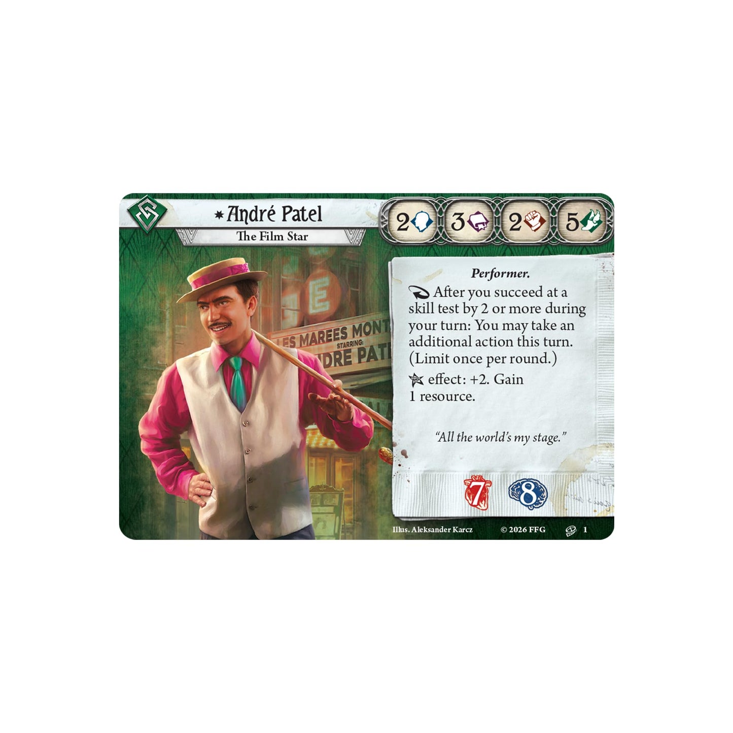 Asmodee Arkham Horror: The Card Game André Patel Investigator Deck - Rogue Role Deck with Extra Actions & Versatility, Ages 14+, 1-4 Players, 45+ Min