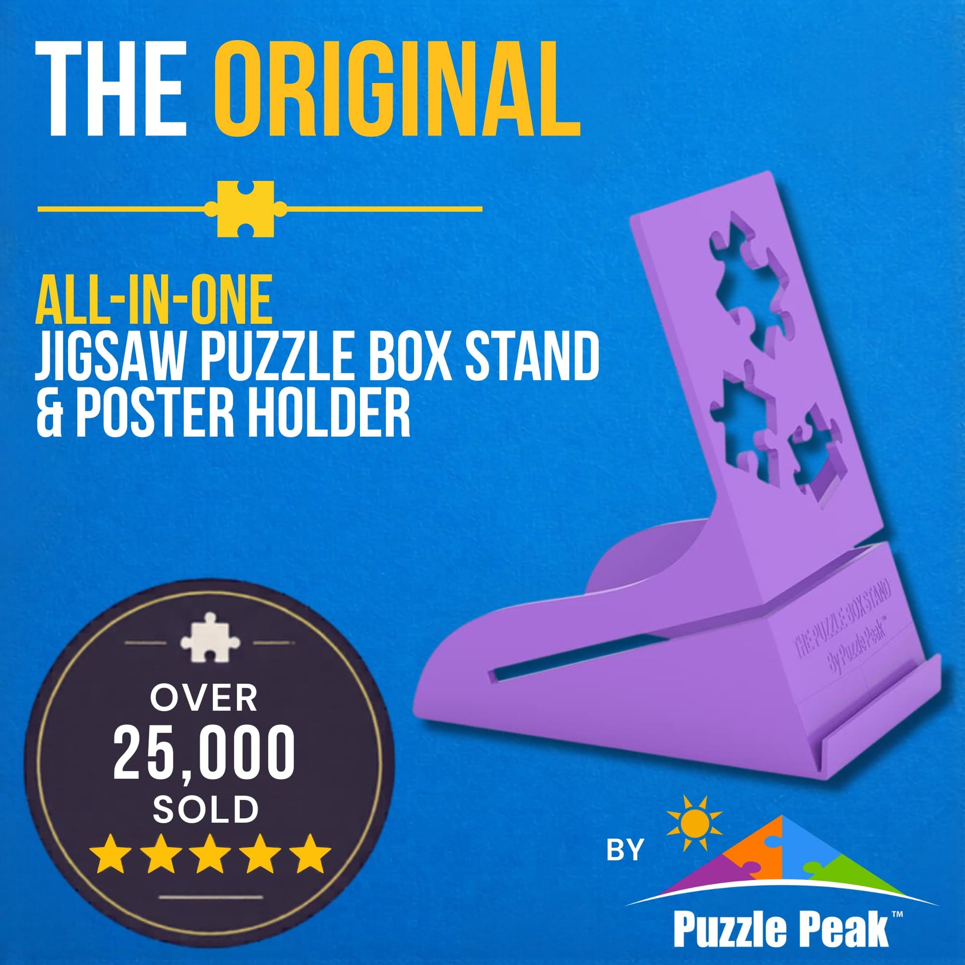 Puzzle Peak All-in-One Jigsaw Puzzle Box Stand and Puzzle Poster Holder Accessory for All Puzzlers - Purple
