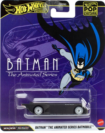 Hot Wheels Pop Culture Batman: The Animated Series Batmobile Die-Cast Vehicle, 1:64 Scale, Real Riders, Metal/Metal