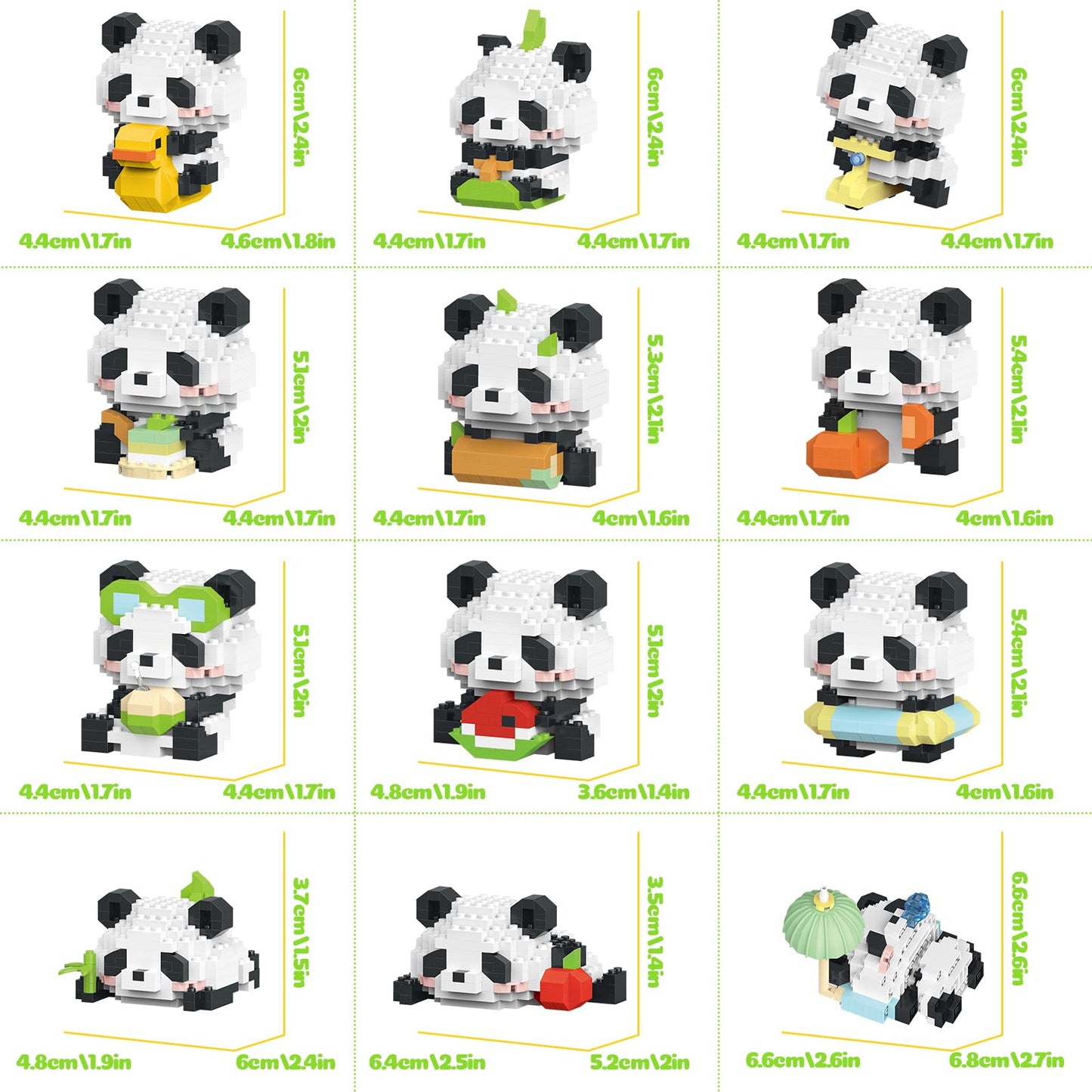 APENGBAOL Animals Building Block Sets,Micro Mini Animals Party Favors for Kids, Birthday Gift for Boy Girl,12 Pack Pandas