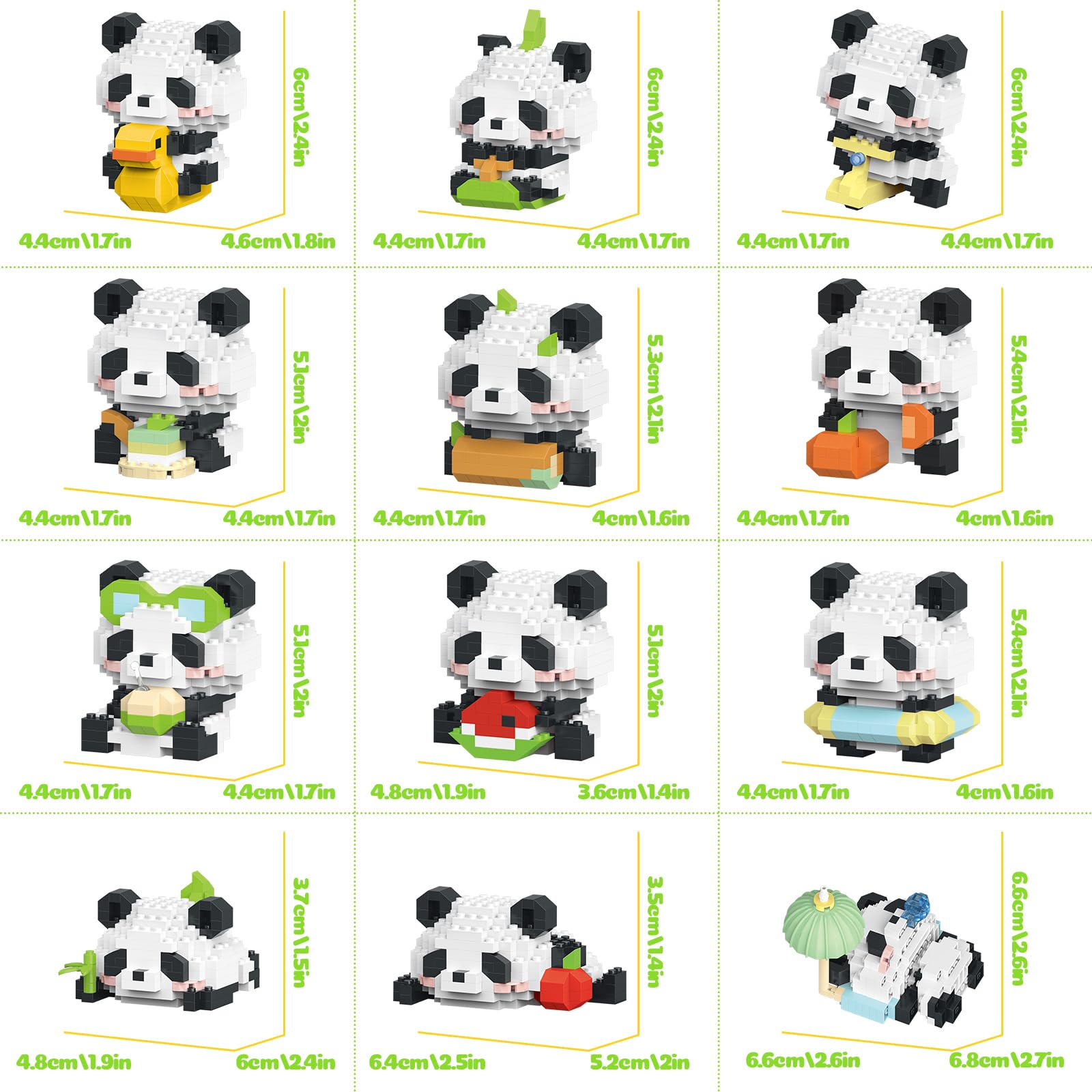 APENGBAOL Animals Building Block Sets,Micro Mini Animals Party Favors for Kids, Birthday Gift for Boy Girl,12 Pack Pandas