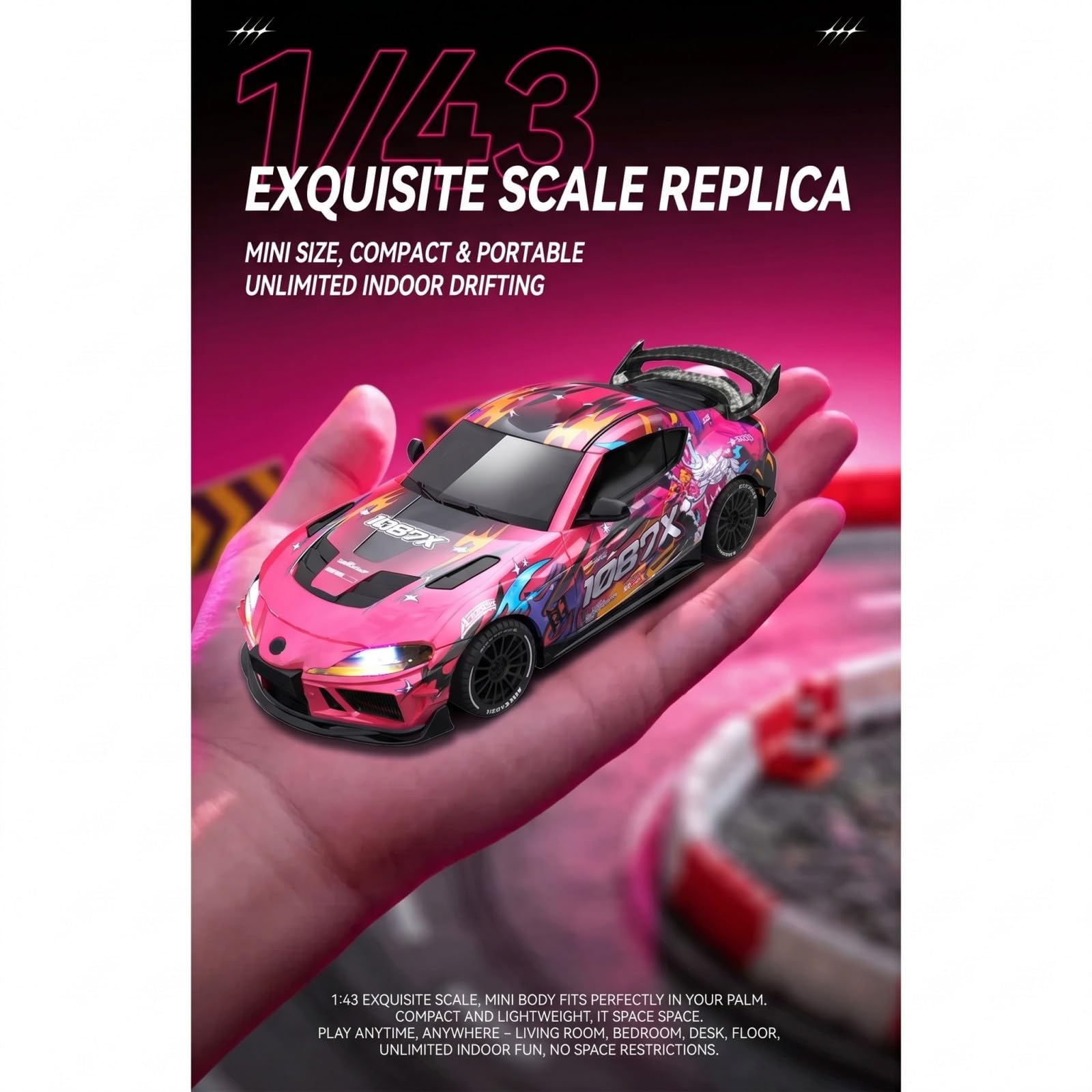 HomelivantaCo SP4301 Waking Lion 1:43 RC Drift Car 2.4 Full Proportional Remote Control Racing Car with Gyroscope LED Light System High Speed Drift